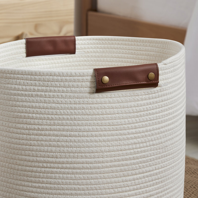 Panier à linge en corde de coton, Crème