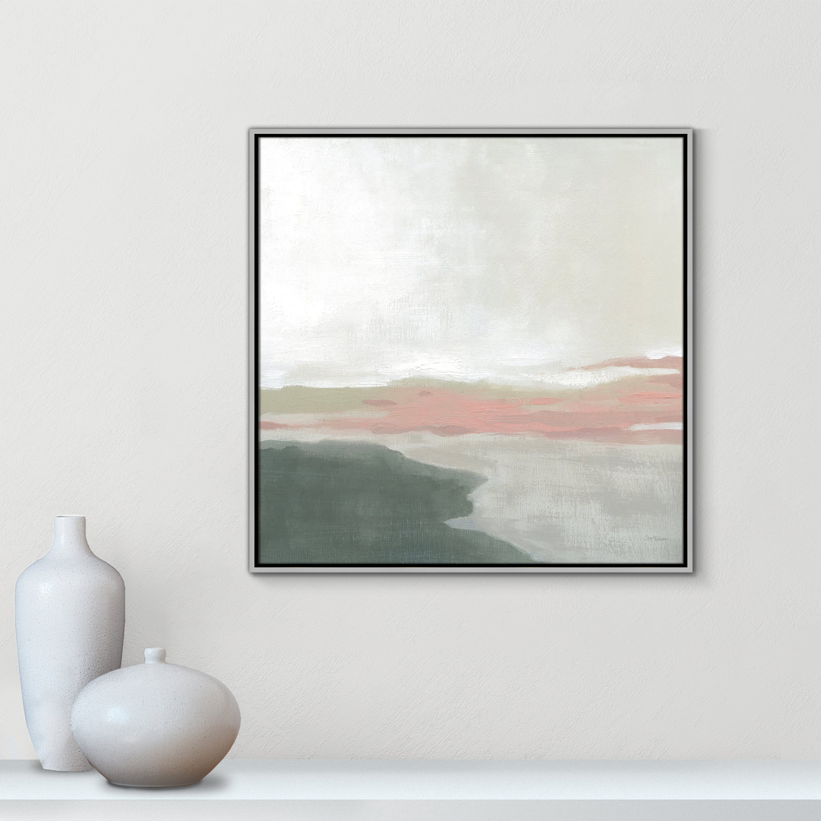 Carley "Still Lake" Painting by Carol Robinson, 31.5" H x 31.5" W x 2" D, Silver