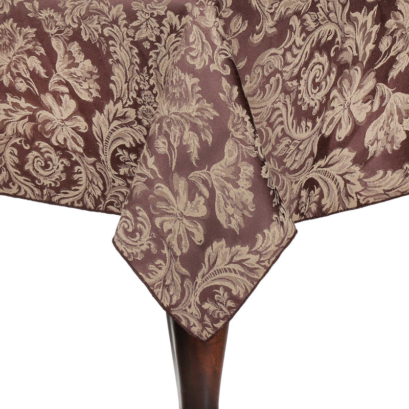 Miranda Solid Color Round Tablecloth, 120" x 60", 5, Chocolate Brown