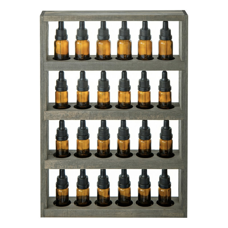 24-Bottle Solid Wood Wall Essentail Oil Rack