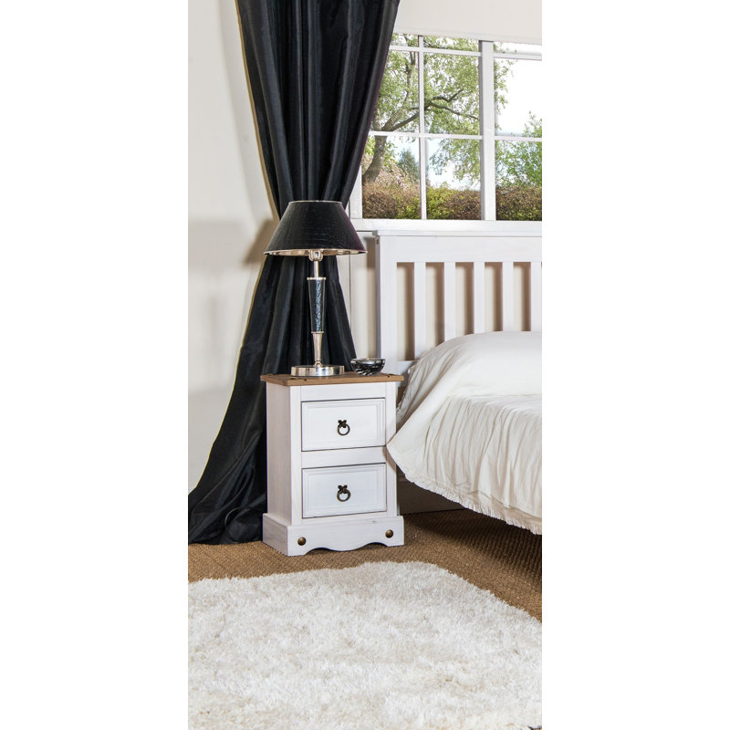Choe 2 Drawer Compact Bedside Cabinet, Bedside Table, End Table, Corona Design