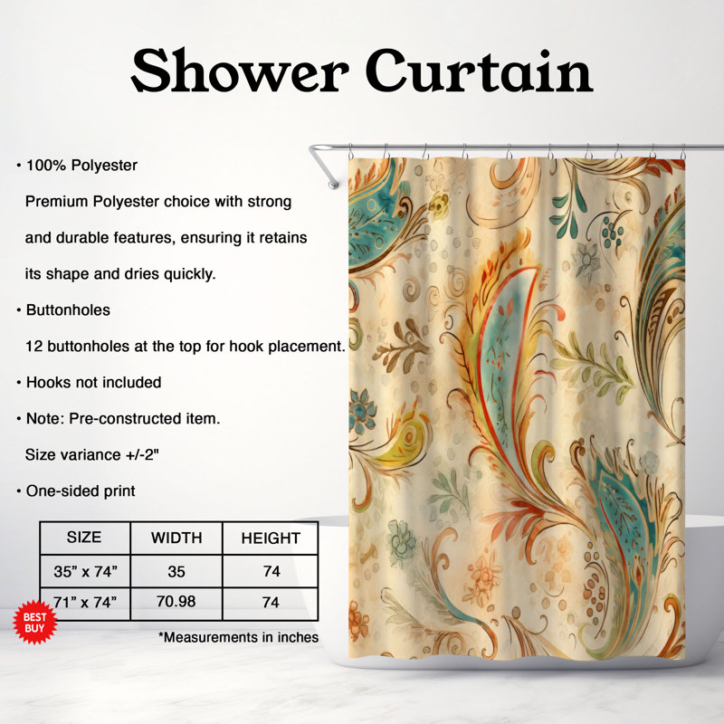 Retro Swirls - Rideau de douche Premium, H 74 po x l 71 po