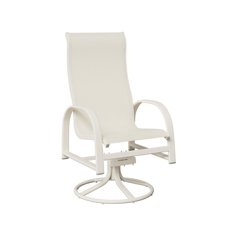Chaise berçante pivotante à haut dossier en aluminium blanc mat Berlin, Blanc, Aluminium blanc mat