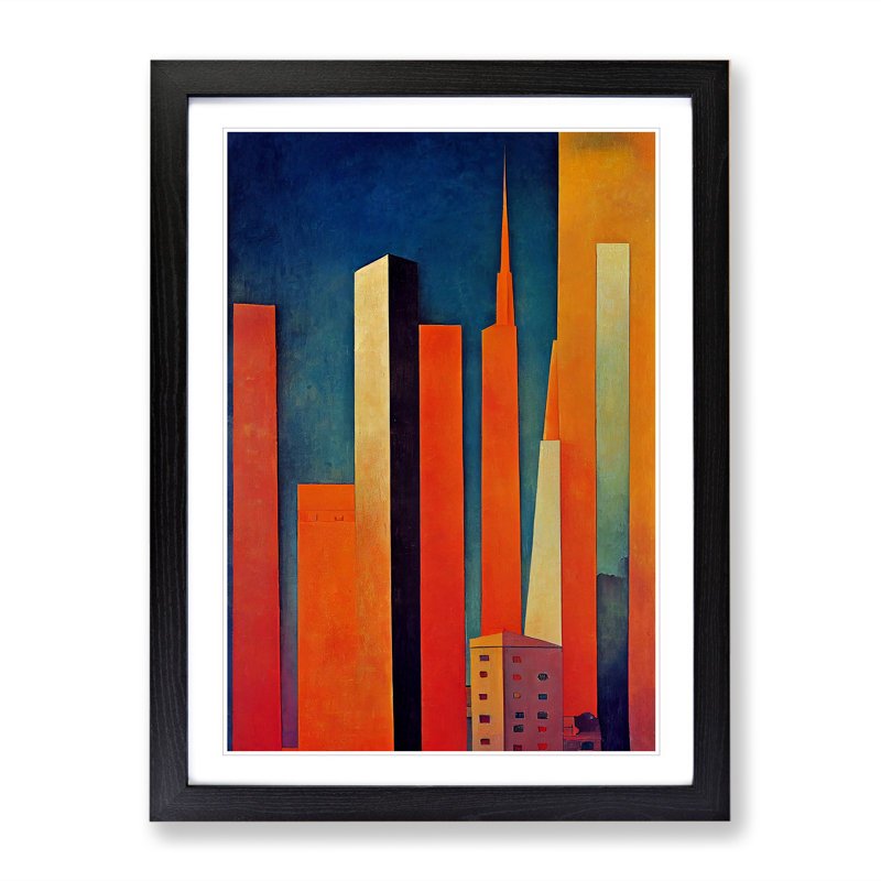 City Skyline - Single Picture Frame Print, 64cm H x 46cm W x 2cm D, Black