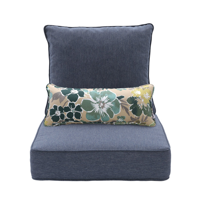  Outdoor Seat/Back Cushion, 22" W x 24" D, Chambray Blue