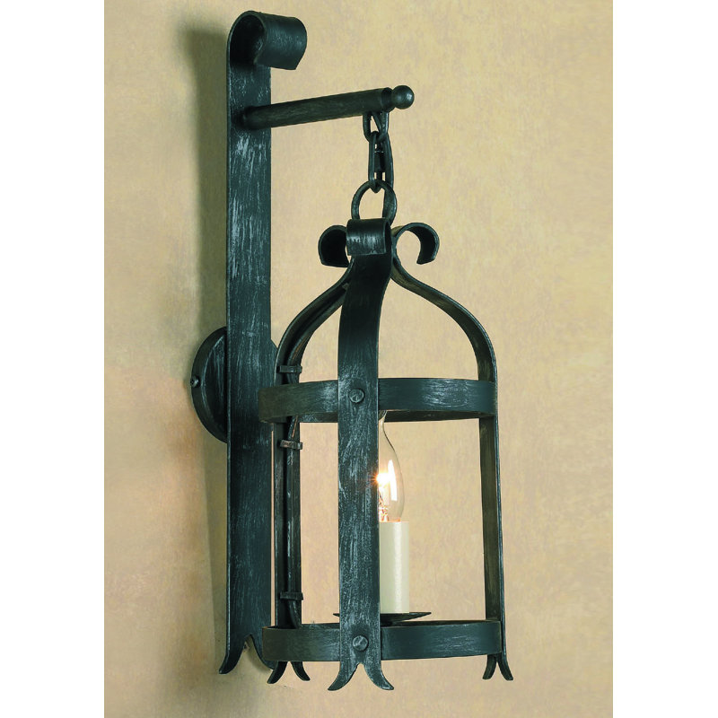 Correa Steel Armed Sconce, Antique Black