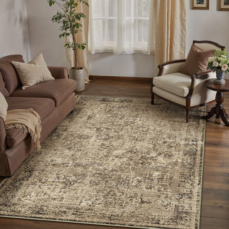  Ladonya Versatile Elegance Machine Washable Area in Brown, Rectangle 3' x 5'