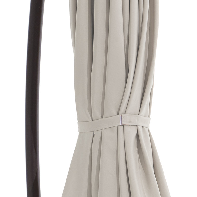 Parasol en porte-à-faux décalé en acier avec manivelle 120 po Haque, Blanc cassé, H 98,4 po x l 120 po x P 120 po