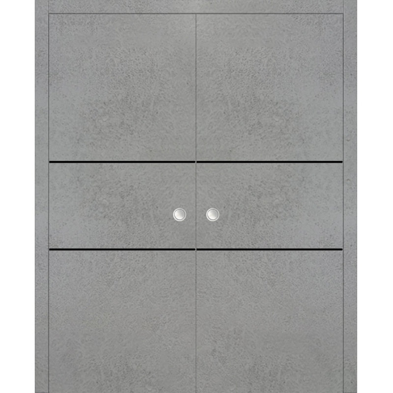 Portes françaises en bois massif massif, Béton, 36 po x 80 po