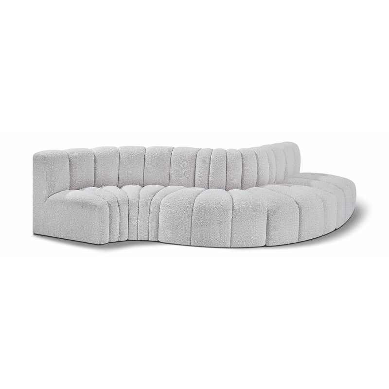 Canapé et méridienne Hiu, Tissu gris bouclé