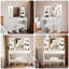 Meuble-lavabo avec lumières réglables, 2 grands tiroirs, 6 tablettes de rangement à 6 niveaux, 3 réglages de luminosité, prise de courant, armoire blanche, modes d'éclairage pour le bureau de maquillage de chambre à coucher, configuration de tiroir,