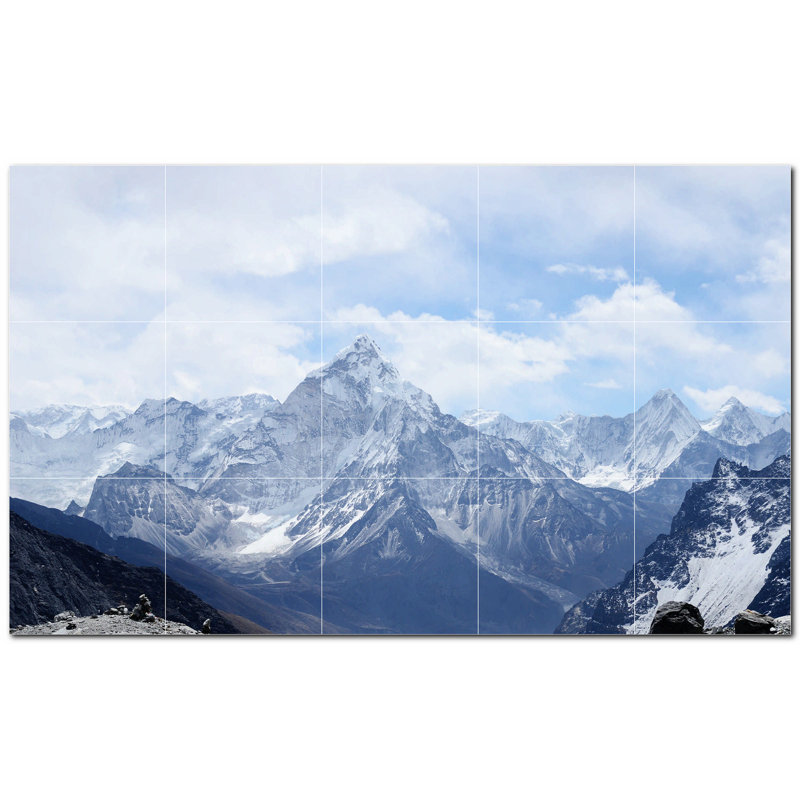Murale décorative en céramique 12 po x 12 po Mountains Photo