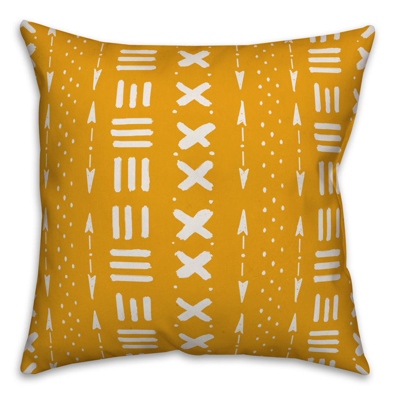  Coussin Tribal, 16 po x 1 po, Jaune