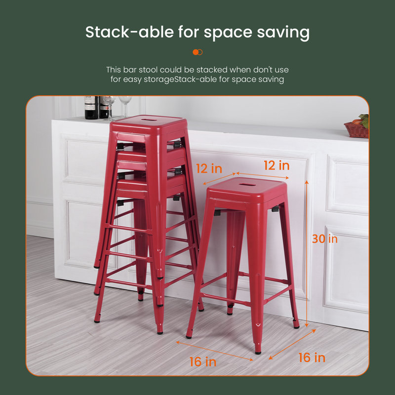 Lehman Stool, Rouge, Tabouret de bar (siège d’une hauteur de 30 po)