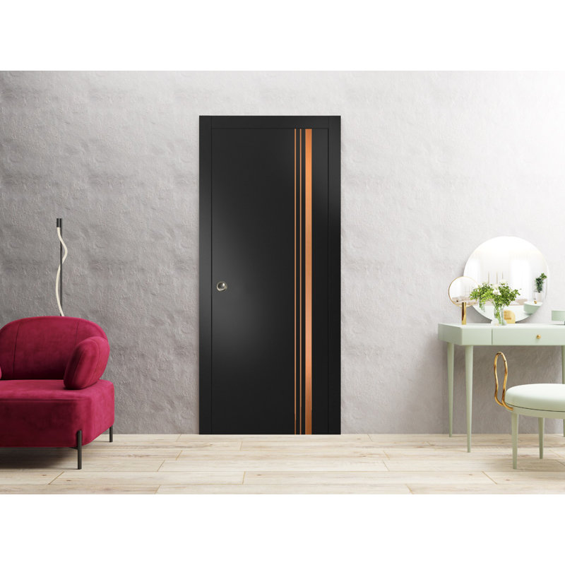 Porte pliante à panneaux en bois, Noir mat, 32 po x 96 po