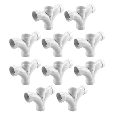 2" x 2" x 1-1/2" x 1-1/2" PVC DWV Double Fixture Fitting Hub, White PVC Drain, Waste & Vent Fitting, (20 Pack)