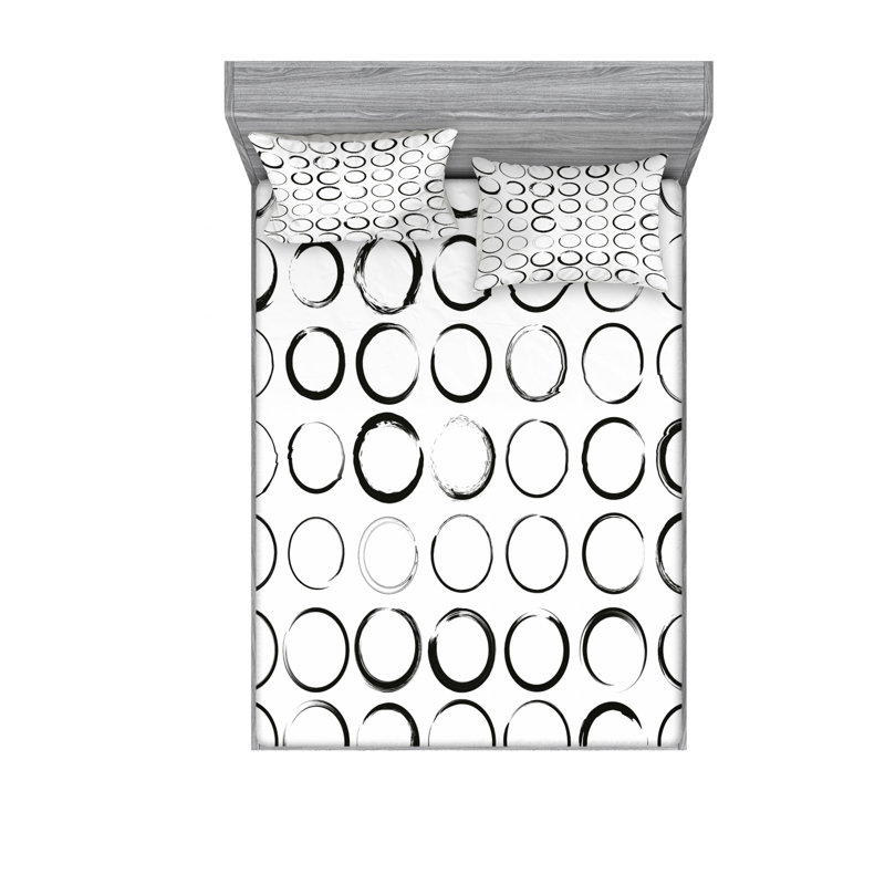 Microfiber Geometric Sheet Set, Queen Sheet Set with Fitted Sheet