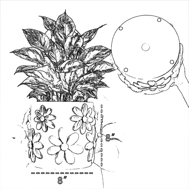 Jardinière décorative avec trou de drainage, pot de fleurs d'intérieur coloré à motif floral pour plantes grasses et plantes d'intérieur, décoration bohème moderne