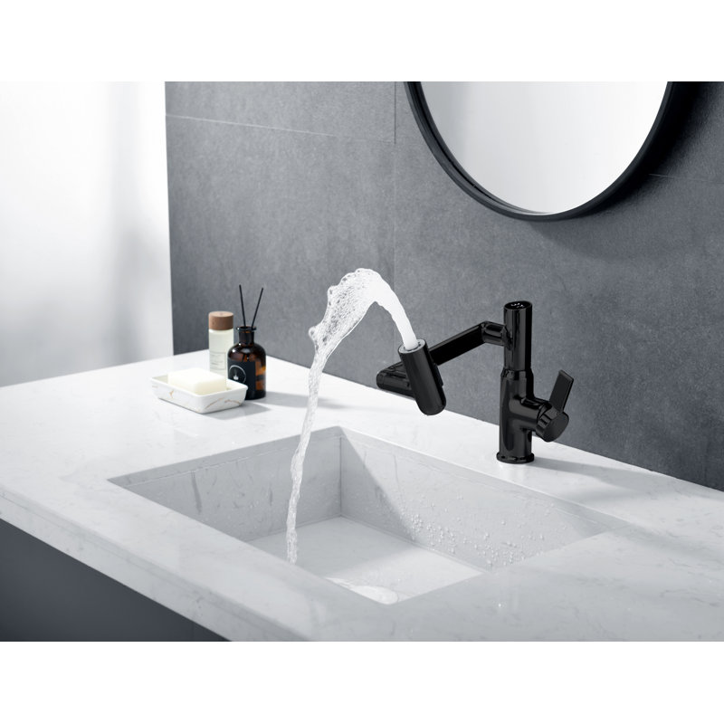 Matte Black Rotatable Bathroom Faucet with Temperature Display