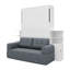 Lit escamotable double pleine grandeur avec canapé et armoires de rangement, lit mural peu encombrant pour bureau à domicile et chambre d'amis-792471007