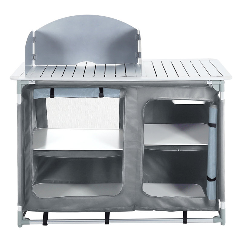 Dutil Rectangular Wood Metal Folding Outdoor Camping Table , 117.5cm cm W 54cm cm D, White/Grey