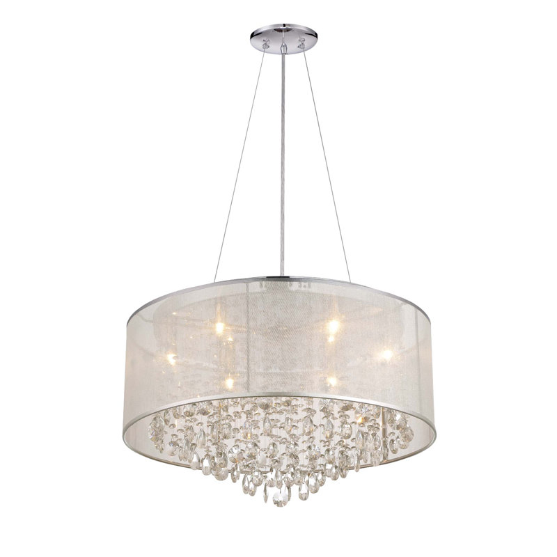 Lonan Unique / Statement Drum Chandelier, Silver, 4, 14.5" H x 16.5" W x 16.5" D