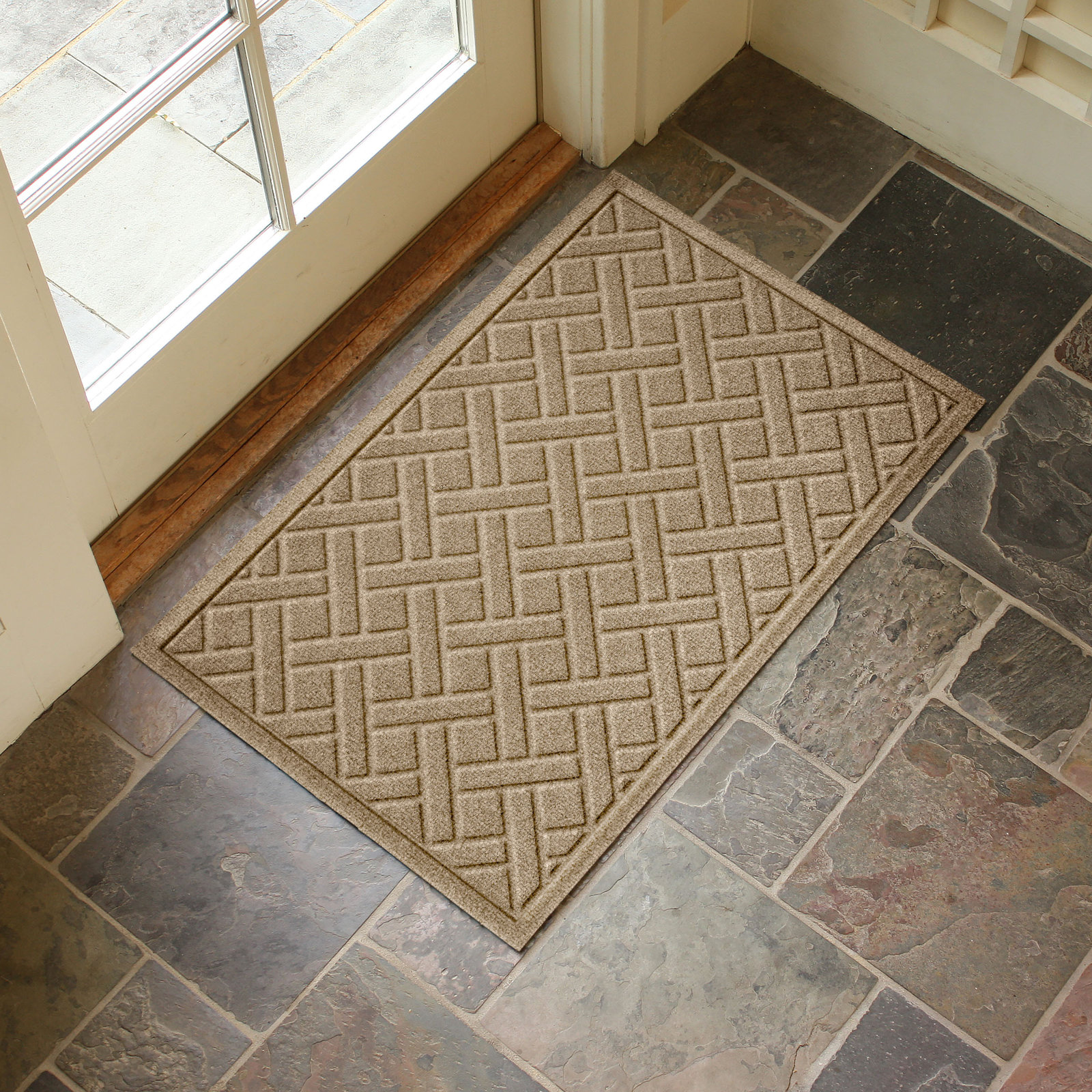 WaterHog Lattice Non-Slip Doormat, 0.375" H x 36" W x 24" D, Camel