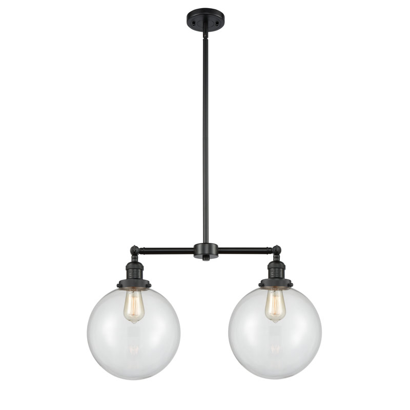 Lustre unique à 2 lumières Clermont, Ampoule DEL 6 watts Vinage, Noir mat