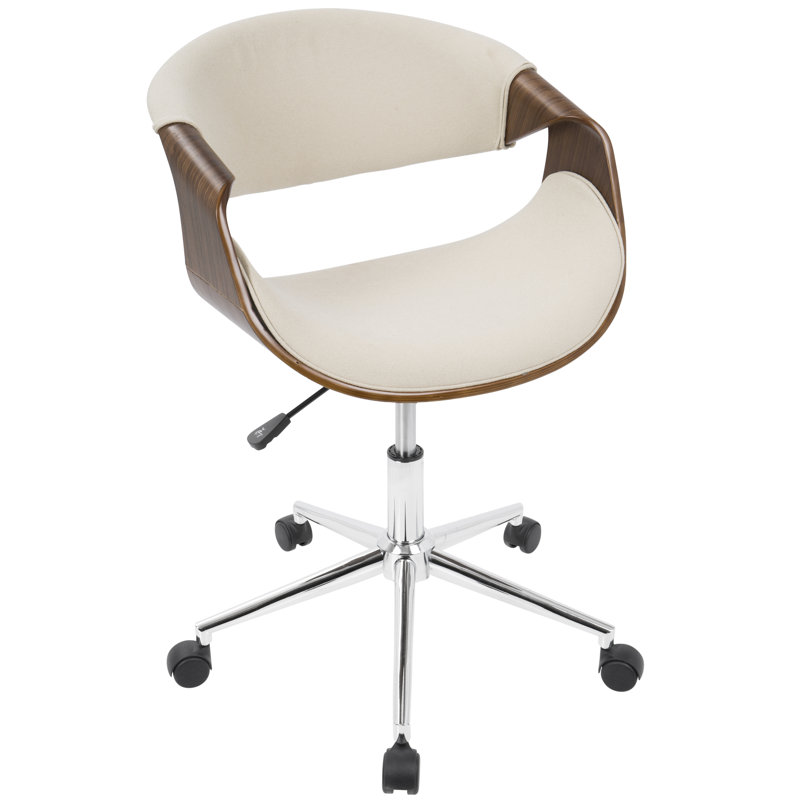 Chaise de bureau en noyer et crème