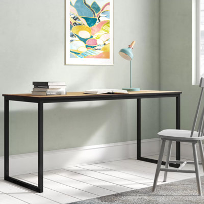 Shawna Minimalist Home Office Desk – Modern Writing Desk with Sturdy Steel Frame & Spacious Work Surface