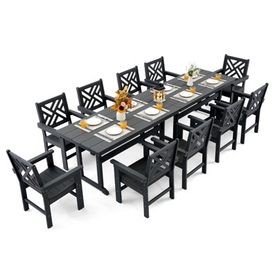 12-Piece All-Weather Hdpe Patio Dining Set For 10 With Umbrella Hole by Red Barrel Studio