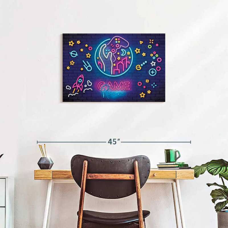 «Game Room», néons sur toile, H 20 po x l 30 po x P 1,25 po