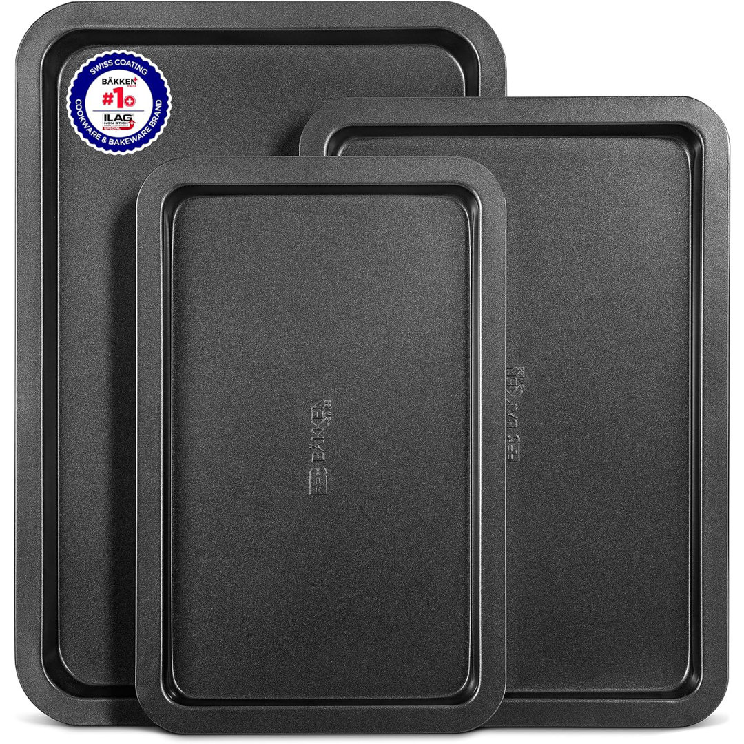 Lifemaster Non-Stick Steel 3 Piece Baking Sheet Set Lifemaster