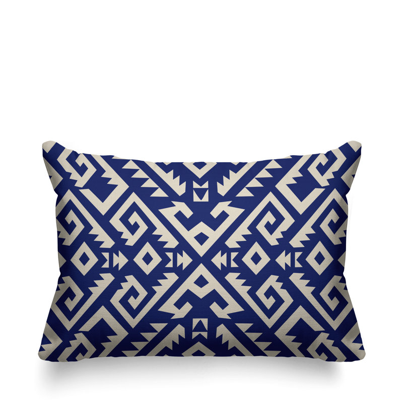 Coussin intérieur / extérieur Chitto Southwestern, Bleu marine