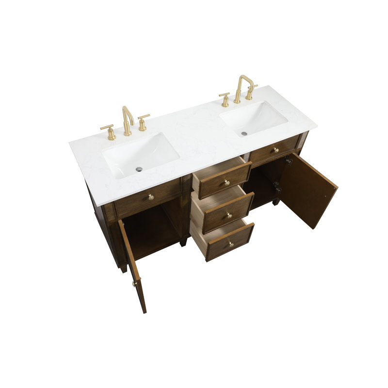 Greeicy 60" Bordeaux Bathroom Vanity, Antique Oak