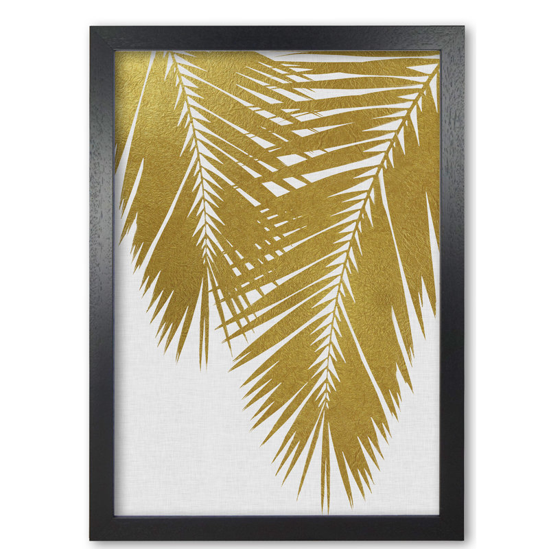 Palm Leaf II - Single Picture Frame Print, Black Grain Frame, 85 cm H x 60 cm W x 5 cm D