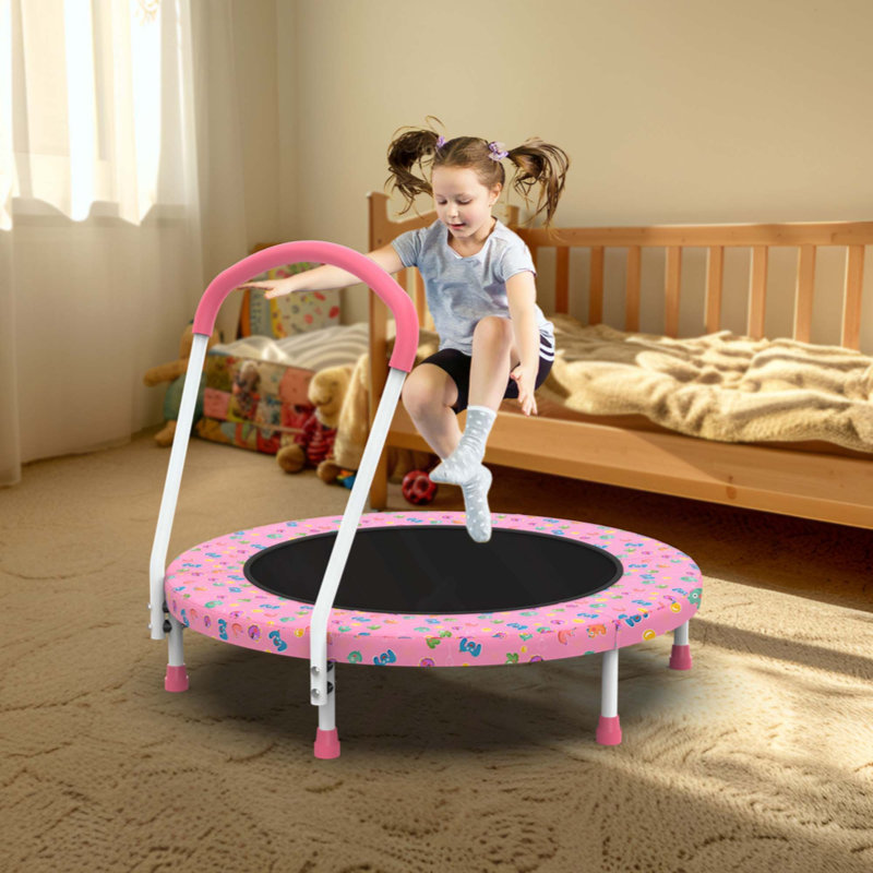 Mini trampoline d'intérieur pour enfants de 1 à 6 ans avec poignée extérieure pour enfants