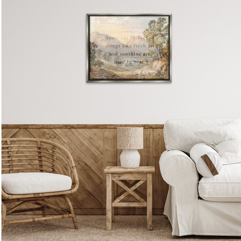 «Fresh Air Sentiment Landscape», peinture murale encadrée par Daphne Polselli, H 25 po x l 31 po, Cadre flottant gris lustré