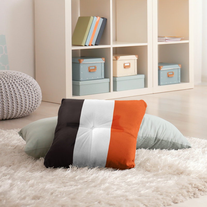  Coussin de sol touffeté, 30 po x 30 po, Brun / Orange