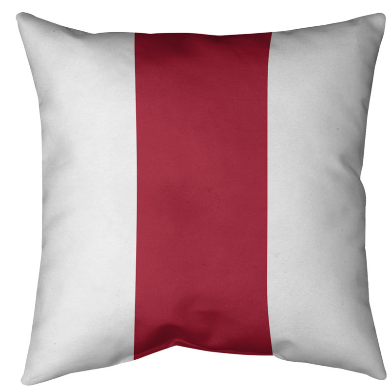 Housse de coussin, 18 po x 18 po, Blanc / Rouge, Polyester filé