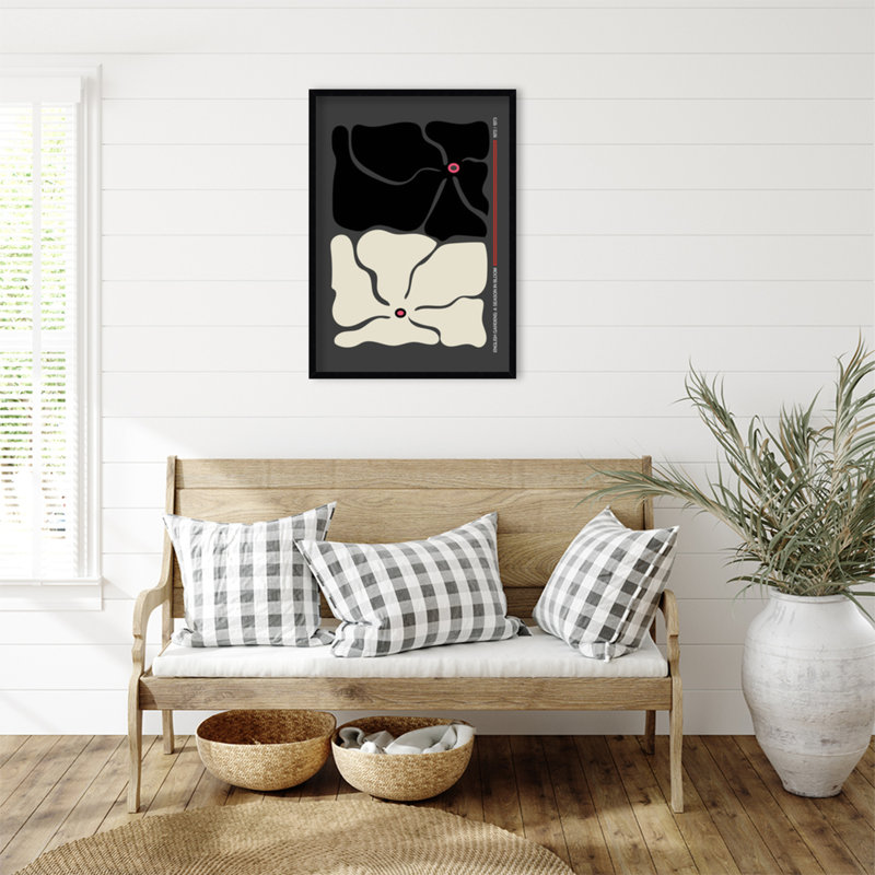 Two By Two Flower Grey by Frances Collett, 33" H x 24" W x 1" D, Black