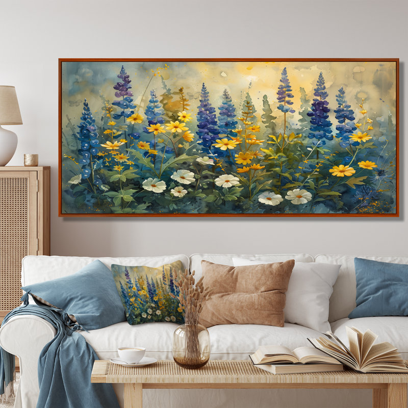 Belles - Lupin, art mural, Encadrement argenté, H 12 po x l 20 po