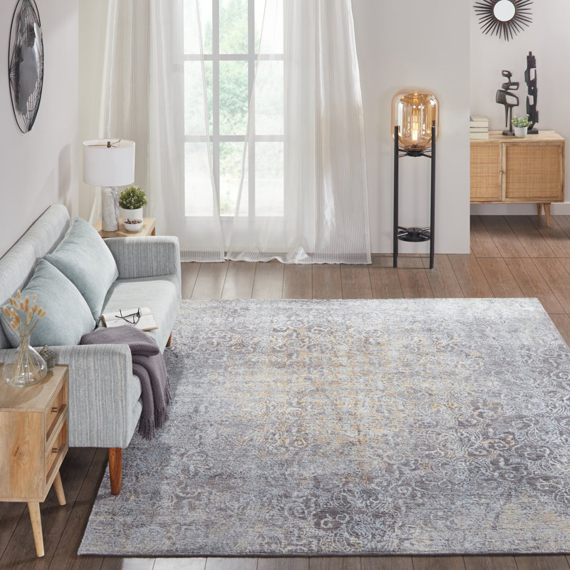 Hand Knotted Abstract Area Rug in Gray, Rectangle 12' x 15'