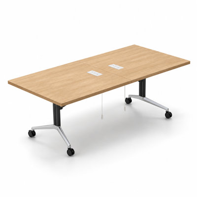 8 Person Foldable Mobile Training Table with Power Outlets, Modular Conference Table