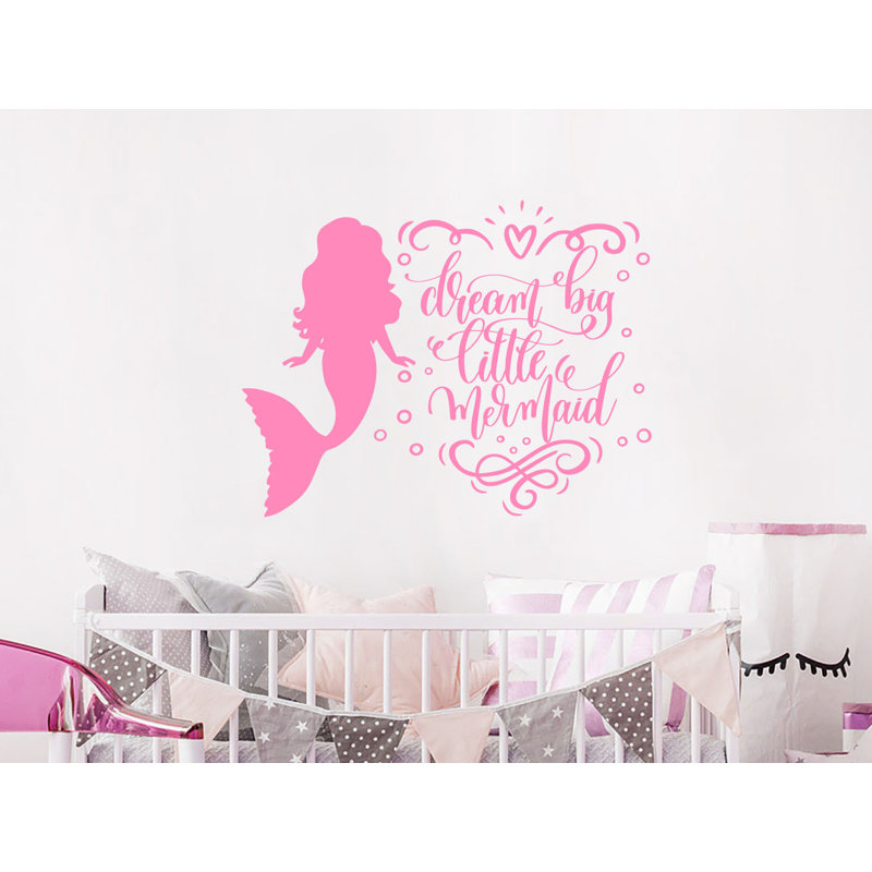 Autocollant mural Dream Big Little Mermaid, Rose tendre