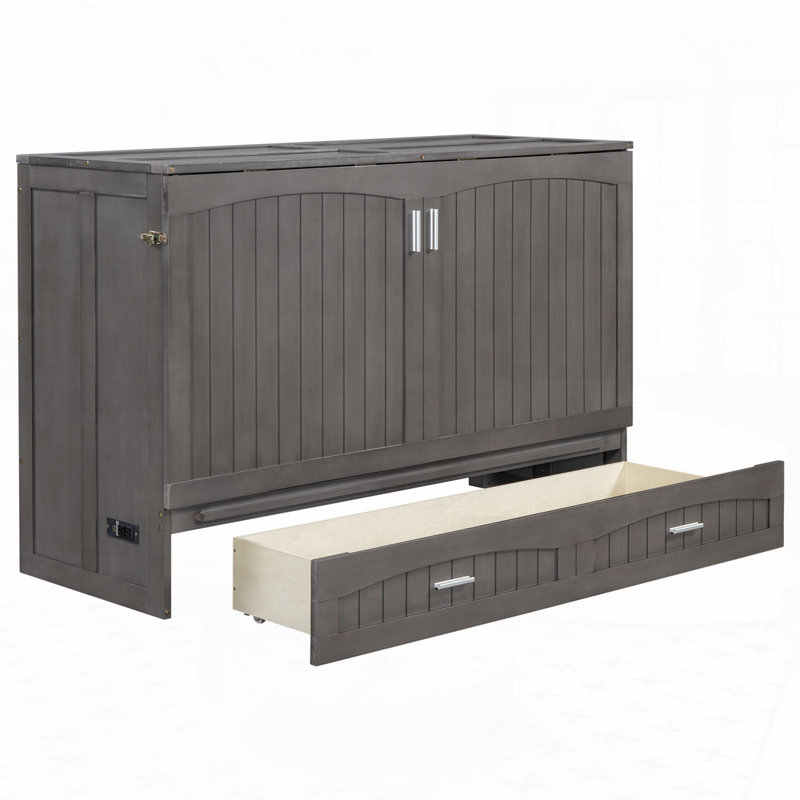Lit escamotable avec station de charge intégrée, Gris antique