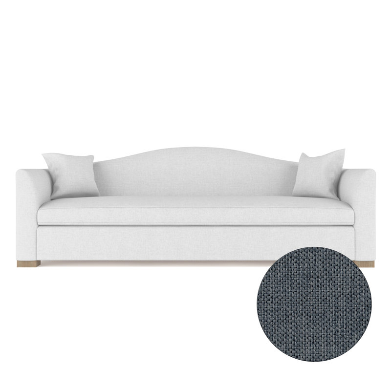 Horatio Camelback Taper Curved-Arm Sofa, 33" H x 84" W x 40" D, Natural, Pebble Weave Linen Bluebell