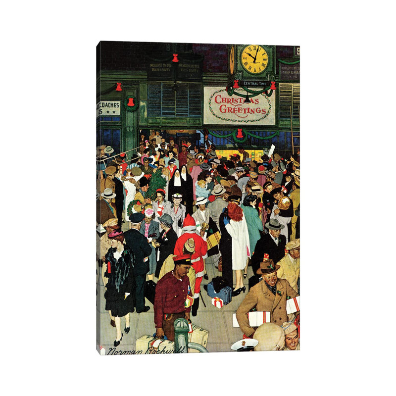 «Union Train Station, Chicago, Christmas», reproduction d'art sur toile tendue, Toile tendue, Ne s’applique pas