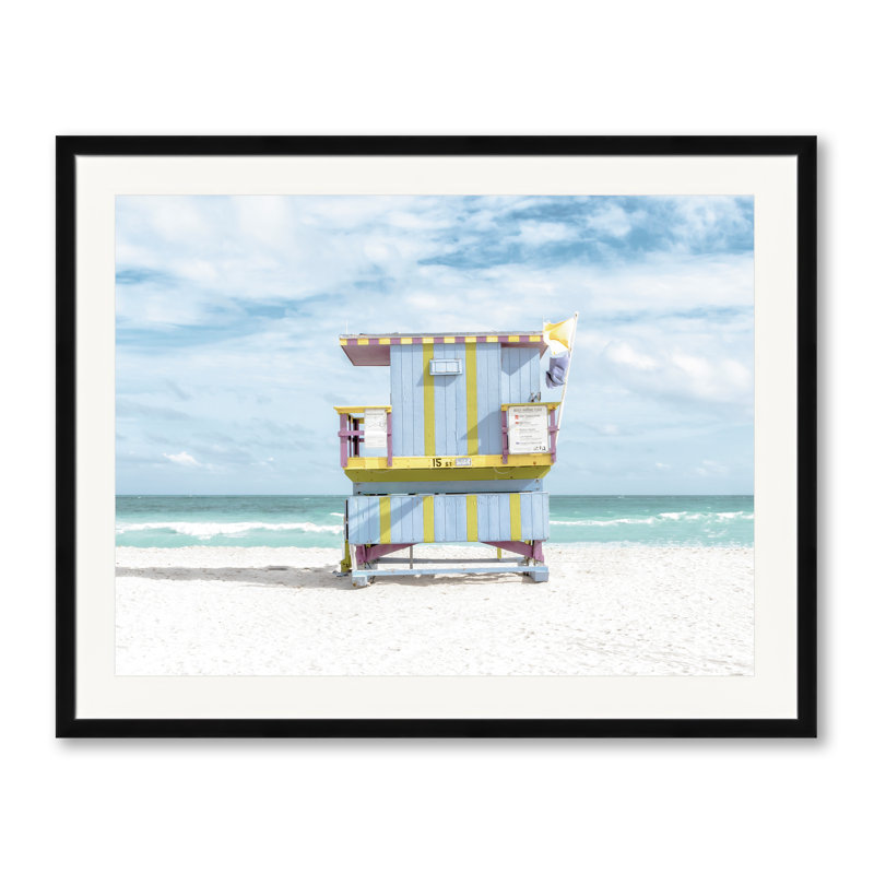 Miami Lifeguard Chair Print by Richard Silver, Black Framed Paper, 24" H x 30" W