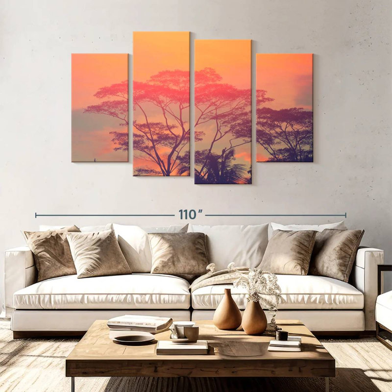 Silhouette d'arbres d'Afrique Lynelle, H 54 po x l 84 po